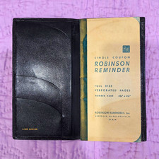 Vintage Lord Buxton Black Leather Secretary Wallet Robinson Reminder Pad 4600 picture