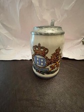 Hofbrauhaus Munchen Munich Lion Crest .5L Pewter LidStein Blue HB W Germany picture