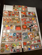 Vtg 1930's Used Lot of Double Sided Cardboard Card Xmas Stickers Christmas picture