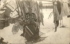 Native Indian Snowshoes KINGSBURY Tomahawk WI Cancel c1910 RPPC Postcard bhn picture