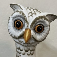 Vintage Italian Hollywood Regency Elongated Glazed Porcelain Owl Statue Catbird picture