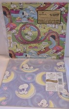 Lot Of 2 Vtg NOS Hallmark Snoopy Wrapping Paper 4 Sheets Amusement Park/ Baby picture