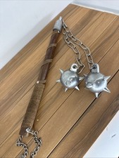 Medieval Decorative Metal Flail Brown & Silver Collectible Double Ball Chain picture