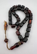 Antique Cherry Amber Bakelite Faturan Prayer Beads Necklace 635 Grams Mi G2U picture