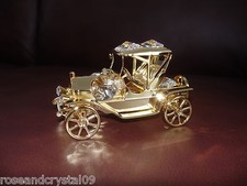 VINTAGE CAR~24K GOLD PLATED FIGURINE ADORNED USING SWAROVSKI CRYSTAL ELEMENTS picture