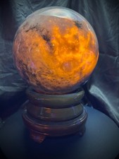 7.5” Colossal  Afghanite Sphere With Wood Swivel Stand UV REACTIVE 20 pounds+ picture