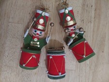 Vintage Mid-Century Christmas Ornaments Soldier Drums Lot Of 3 Japan picture