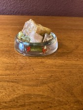 Vintage Hazel Atlas Yellowstone Park Souvenir Glass Bowl W/Raw Crystals picture