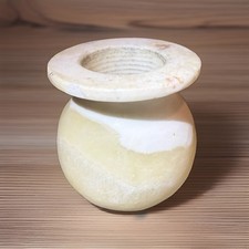 *Vintage* Egyptian Alabaster Carved Vase ~ Flat-Top Rim w/Round Base ~ BEAUTIFUL picture