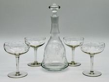 Marvelous Vintage Krosno Poland Crystal Decanter W/ 4 Princess House Glasses picture