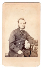 EAST BOSTON Civil War Era Military Occupational Uniform Cap Cleft Chin CDV picture