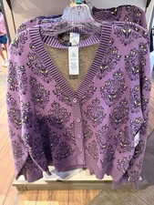 Disney Parks 2026 The Haunted Mansion Wallpaper Cardigan Sweater New Size L picture
