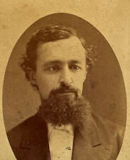 Antique CDV Carte de Visite Photography Sepia CC Wright Well Dressed Bearded Man picture