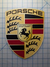 Porsche Emblem Crest Sticker - High Quality UV Laminated Waterproof 4 yr Outdoor picture