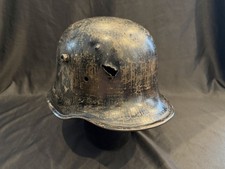 WWI WW1 German Battle Damaged M16 Helmet Production Marks Present picture