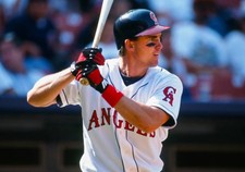 California Angels outfielder Tim Salmon in action during an at bat- Old Photo picture