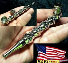 NEW 5 Inch Silver Skull Metal Tobacco Smoking Pipe & Pipe Screens pin picture