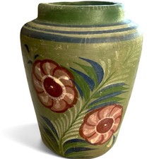 Vintage Tlaquepaque Mexican Pottery Vase Opaque Polychrome Folk Art 7.5” picture