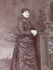 C.1880/90s Cabinet Card. Beautiful Woman W Bustle Dress Corset Lockett Necklace picture