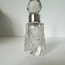 Antique Sterling Silver Collar Cut Glass Perfume Scent Bottle Flawless Birmingha picture