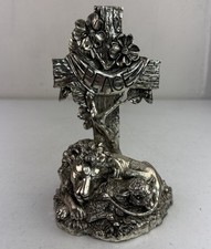 Vintage Arthur Court Lion And Lamb Peace Tabletop Cross 2003 Cast Aluminum 7” picture