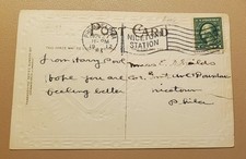 1912 PHILADELPHIA POST MARKED POSTCARD THANKSGIVING WASHINGTON NICETOWN STATION picture