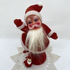 Santa Claus Flocked Felt Vintage Christmas Dancing & Waving Figure 9” Tall picture