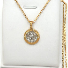 Two Tone 18K Gold Plated First Holy Communion Chalice Small Pendant. Gift Favor picture