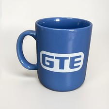 Vintage GTE Ceramic Coffee Mug Blue Tea Cup 90s General Telephone Advertising picture