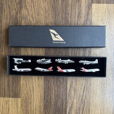 Qantas Logo Evolution 8 Pin set History Of Planes Collection In Presentation Box picture