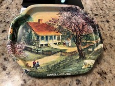 Currier and Ives 1868 small metal tray picture