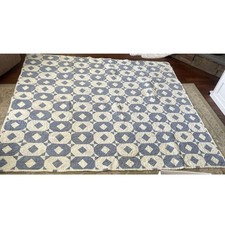 Antique 19th C Blue White Snowball Quilt Hand Quilted c1880-1900 58x66 picture