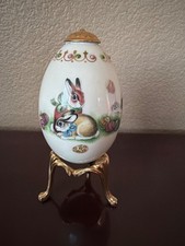 Vintage Lenox China Treasures Easter Egg Rabbits Bunny Gold Tone Stand 1995 picture