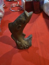 Vintage solid brass bass fish tabletop bottle opener,Heavy Statue Barware MCM picture