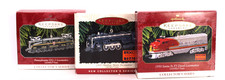 Vtg NIB 1998 Hallmark Keepsake Lionel Train Engines Christmas Ornaments x3 picture