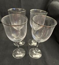 Set/4 Noritake “Paris” Handmade Crystal Wine Glasses Platinum Trim New With Tags picture
