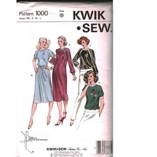 Vintage Kwik Sew 1000 Sewing Pattern Misses Dress Top Raglan Sleeve Size XS-S picture