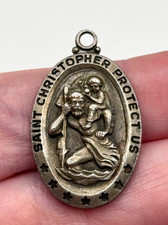Vintage Sarah Coventry Sterling Silver St Saint Christopher Catholic Medal picture