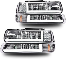 LED DRL Headlights Assembly Fit 1999-2002 Chevy Silverado picture