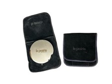 La Prairie Silver Compact Double Mirror In Dust Bag & Travel Pouch Blue picture