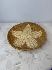 Vintage Papago Hand Woven Basket Floral Pattern Tohono Oodham Native American picture