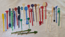 Vintage 30 Swizzle Sticks Lot Cocktail Stirrers Advertisement and Decoration picture
