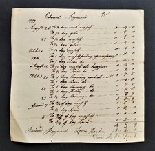 1799 antique GRIST MILL hartford ct HANDWRITTEN LABOR BILL seymour LOOMIS picture