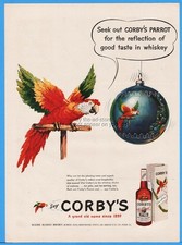 1951 Corby's Reserve Whiskey Christmas Ornament Parrot Jas. Barclay Peoria IL Ad picture