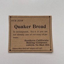 Southern California Baking Co Quaker Bread E St 1896 San Diego Clipping TAJ9-S58 picture