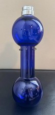 RARE ART DECO COBALT DUMBBELL COCKTAIL SHAKER BY WV SPECIALTY GLASS CO. 1937 picture