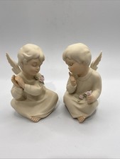 Vintage 1991 HOMCO Mizune Porcelain Bisque Cherub Angel Figurines Set /2 (4.5”) picture