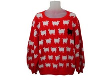 Vintage Princess Diana Black Sheep Hand Knit Sweater Red 60” Chest McCalls Pattn picture