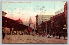 Postcard Third Avenue & 149 St New York City c 1909 Street View Old Cars Harlem picture