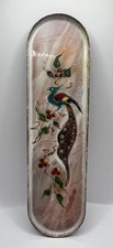 Enameled Copper Plate Tray De Kern Holland Bird Hand Painted Vintage picture